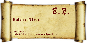 Bohin Nina névjegykártya